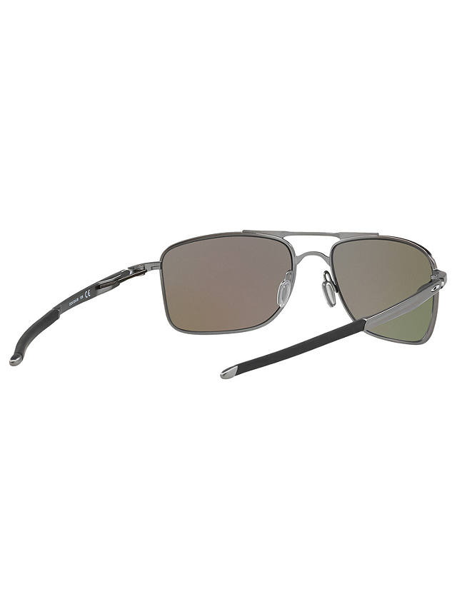 Oakley OO4124 Gauge Prizm Polarised Rectangular Sunglasses, Grey/Mirror Blue