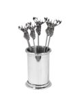 English Pewter Company Stag Olive Picks and Stand, Set of 6