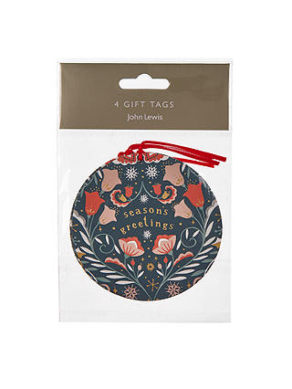 John Lewis & Partners Folklore Teal Gift Tags, Pack of 4
