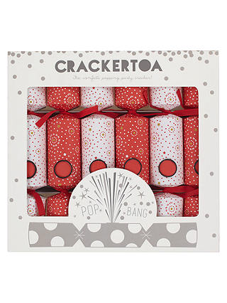Crackertoa Firework Christmas Crackers, Pack of 6, Red/White