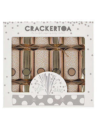 Crackertoa Kraft Snowflake Christmas Crackers, Pack of 6, Rose Gold
