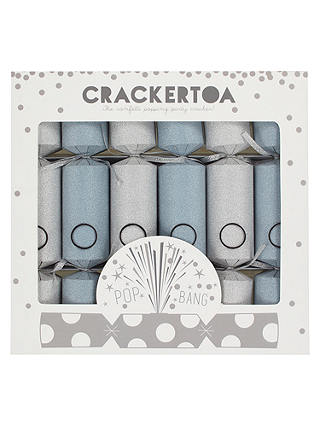Crackertoa Glitter Christmas Crackers, Pack of 6, Silver/Blue