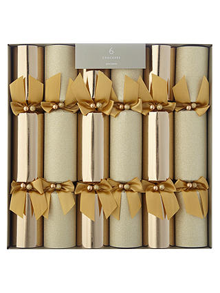 John Lewis Premium Christmas Crackers, Pack of 6, Gold