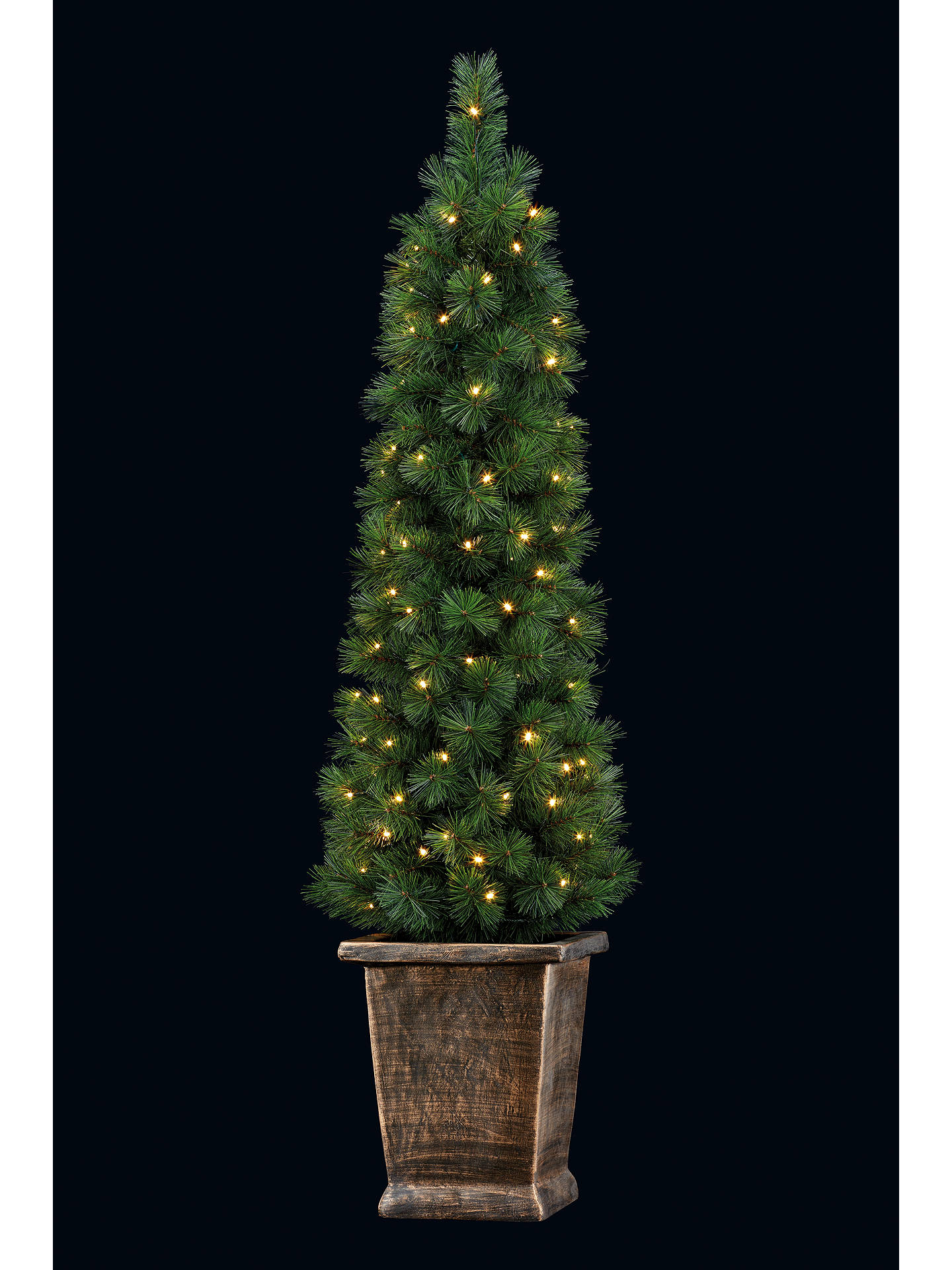 John Lewis Pre-Lit Pencil Pine Potted Christmas Tree, 5ft at John Lewis & Partners