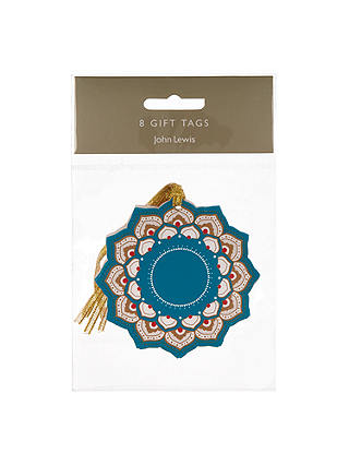 John Lewis & Partners Tales of the Maharaja Red Wreath Gift Tags, Pack of 8