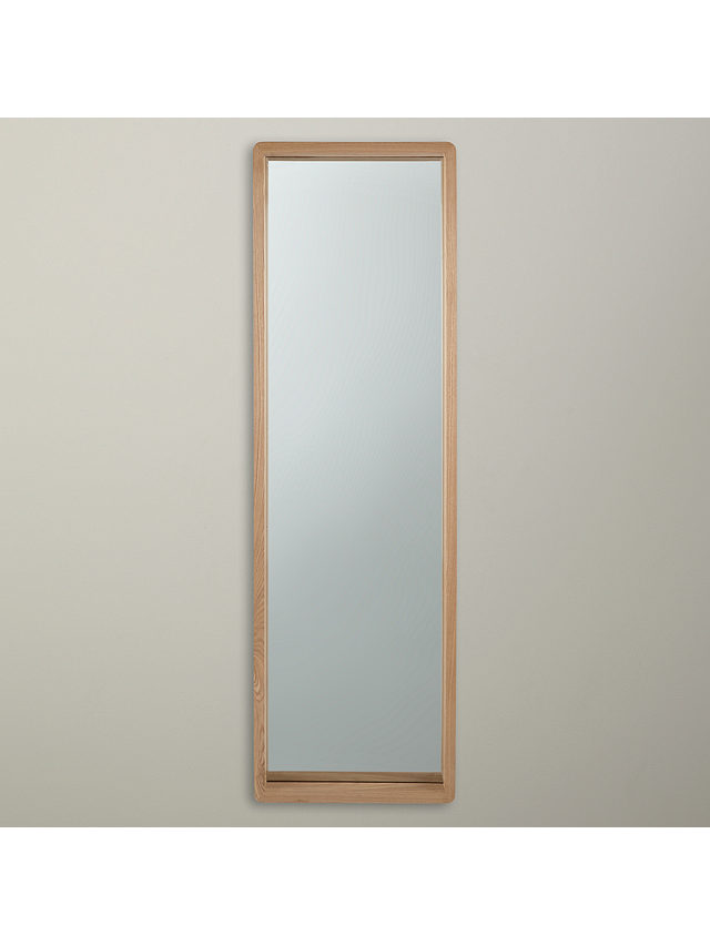 John Lewis Rounded Corners Wood Frame Wall Mirror, 140 x 40cm, Oak
