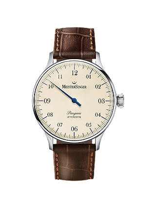 MeisterSinger PM903 Unisex Pangaea Automatic Leather Strap Watch, Brown/Cream