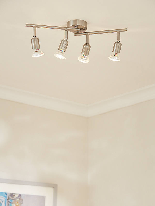 Anyday John Lewis Partners 4 Spotlight Ceiling Bar Brushed Chrome - How To Install Spotlights In Existing Ceiling