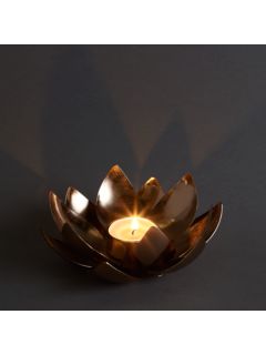 John Lewis Fusion Metal Lotus Tealight Holder, Copper