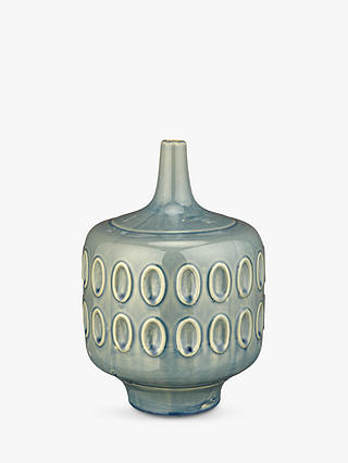John Lewis & Partners Scandi Stoneware Squat Vase, Blue