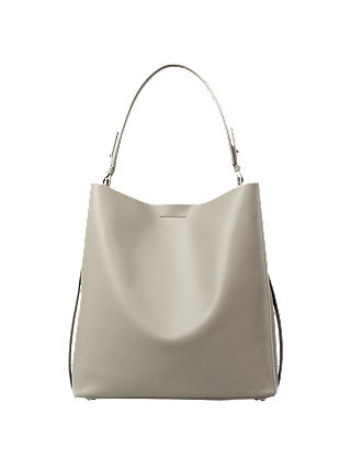 AllSaints Paradise Leather North South Tote Bag, Light Cement Grey