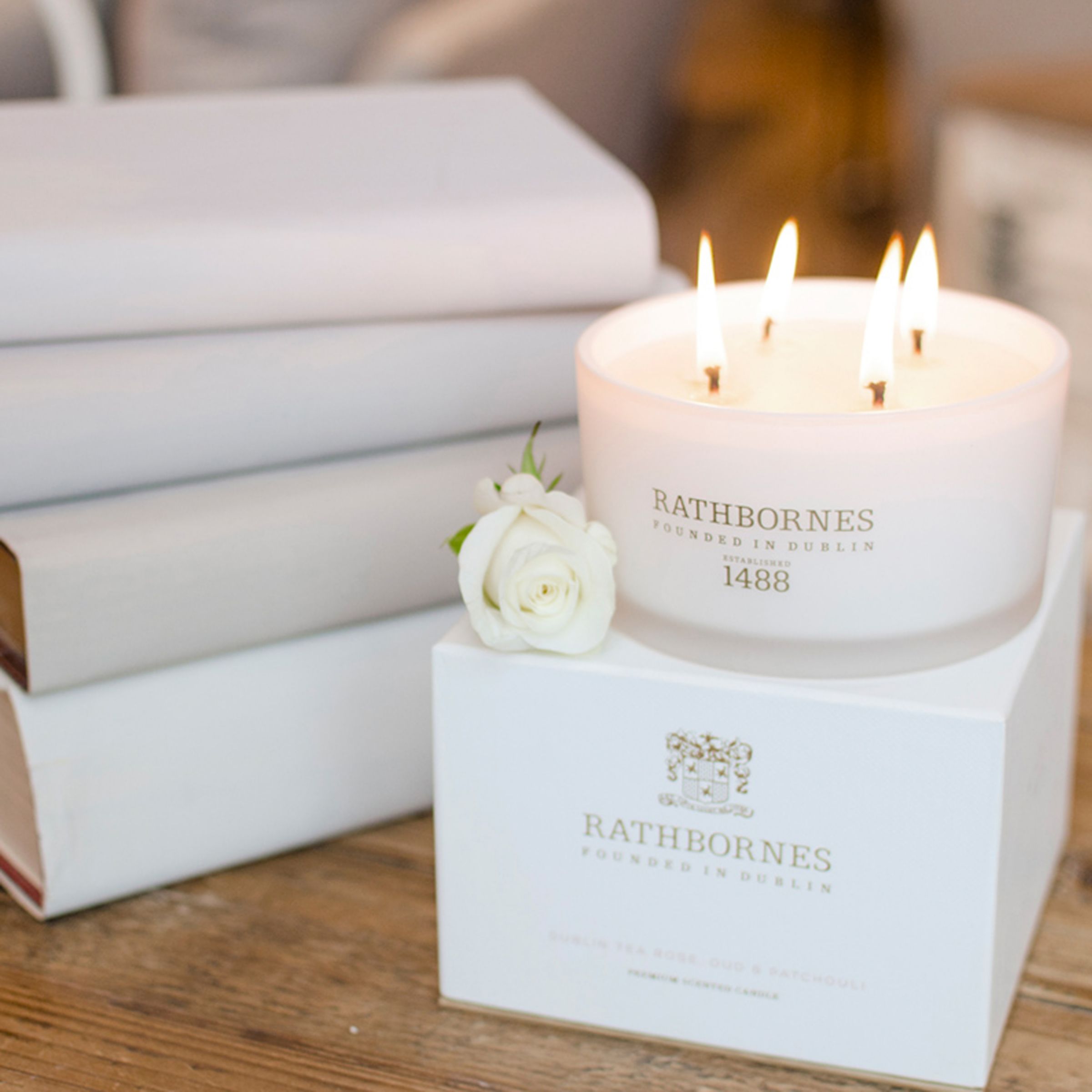 Rathbornes Dublin Tea Rose, Oud & Patchouli Scented Candle at John