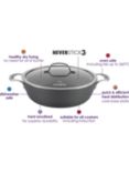 Eaziglide Neverstick3 Professional Non-Stick Shallow Casserole with Lid, Dia.28cm