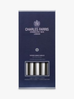 Charles Farris Dinner Candles, Pack of 12, Silver