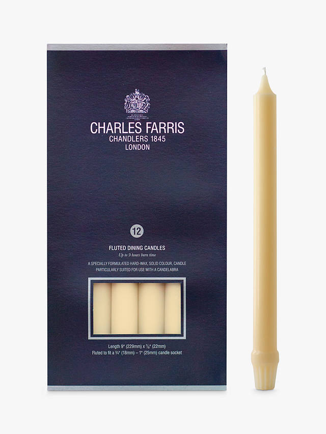 Charles Farris Royal Candelabra Dinner Candles, Pack of 12, Ivory