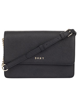 DKNY Bryant Park Saffiano Leather Small Flap Across Body Bag, Black
