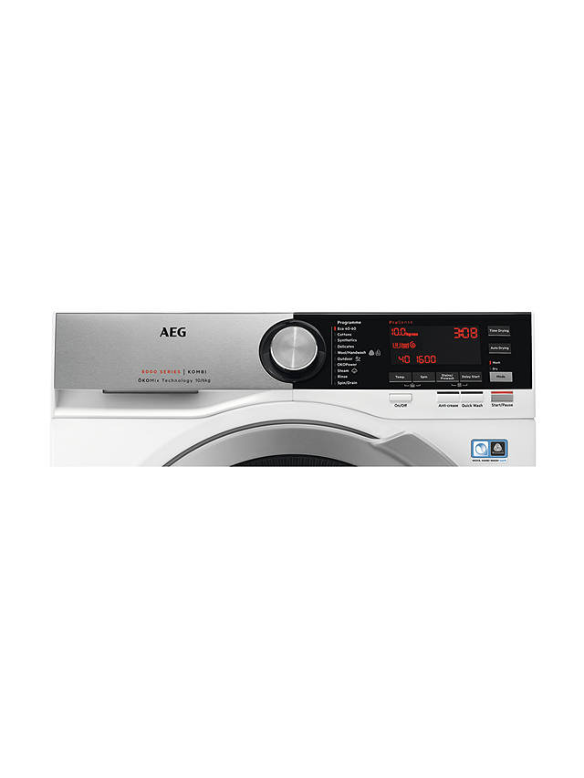 Buy AEG 8000 L8WEC166R Freestanding Washer Dryer, 10kg/6kg Load, 1600rpm Spin, White Online at johnlewis.com