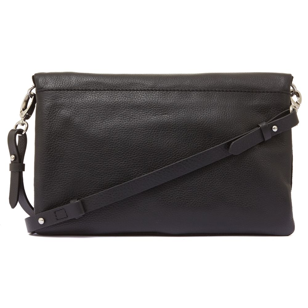 Mint Velvet Danni Leather Double Zip Cross Body Bag, Black