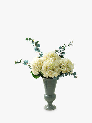 Peony Artificial Hydrangea & Eucalyptus In Blue Vase