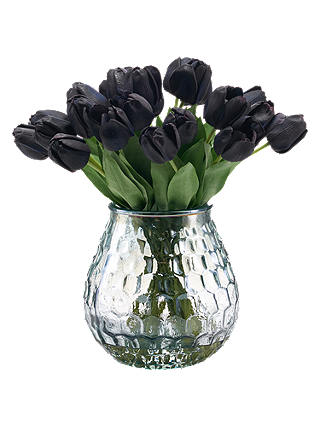 Peony Artificial Black Tulips In Smoke Vase
