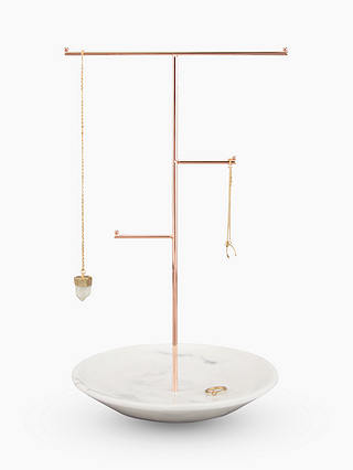 Stackers Jewellery Hanger with Marble Effect Base, Rose Gold/White