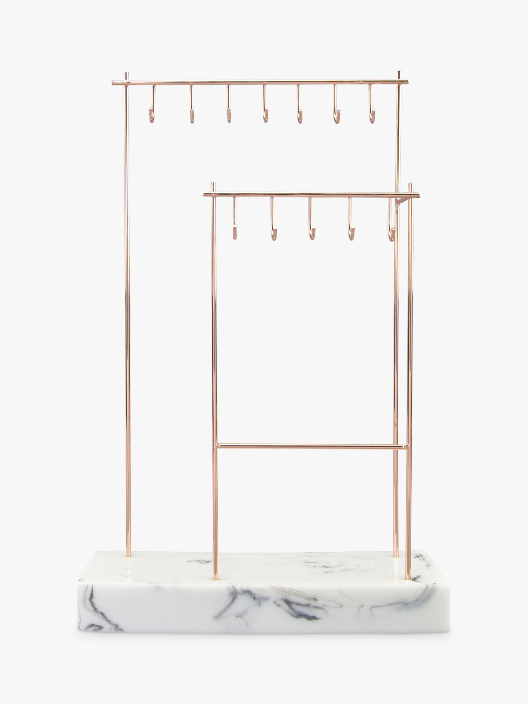 Buy Stackers 12-Hook Jewellery Stand with Marble Effect Base, Rose Gold Online at johnlewis.com