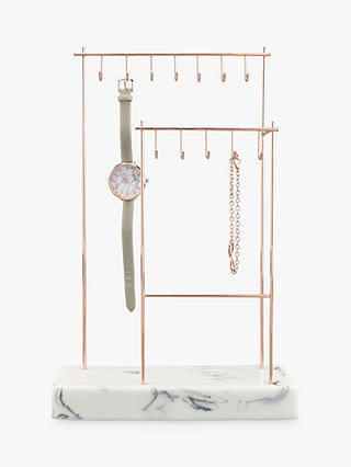 Stackers 12-Hook Jewellery Stand with Marble Effect Base, Rose Gold