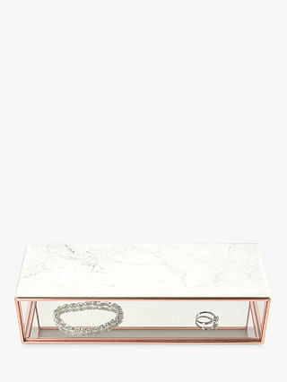 Stackers Sleek Deep Jewellery Box with Marble Effect Lid, Rose Gold