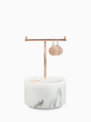 Stackers Marble Effect T-Bar Jewellery Hanger Stand, Rose Gold/White
