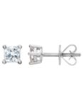 Mogul 18ct White Gold Princess Cut Diamond Solitaire Stud Earrings and Pendant Necklace Jewellery Set, 0.66ct