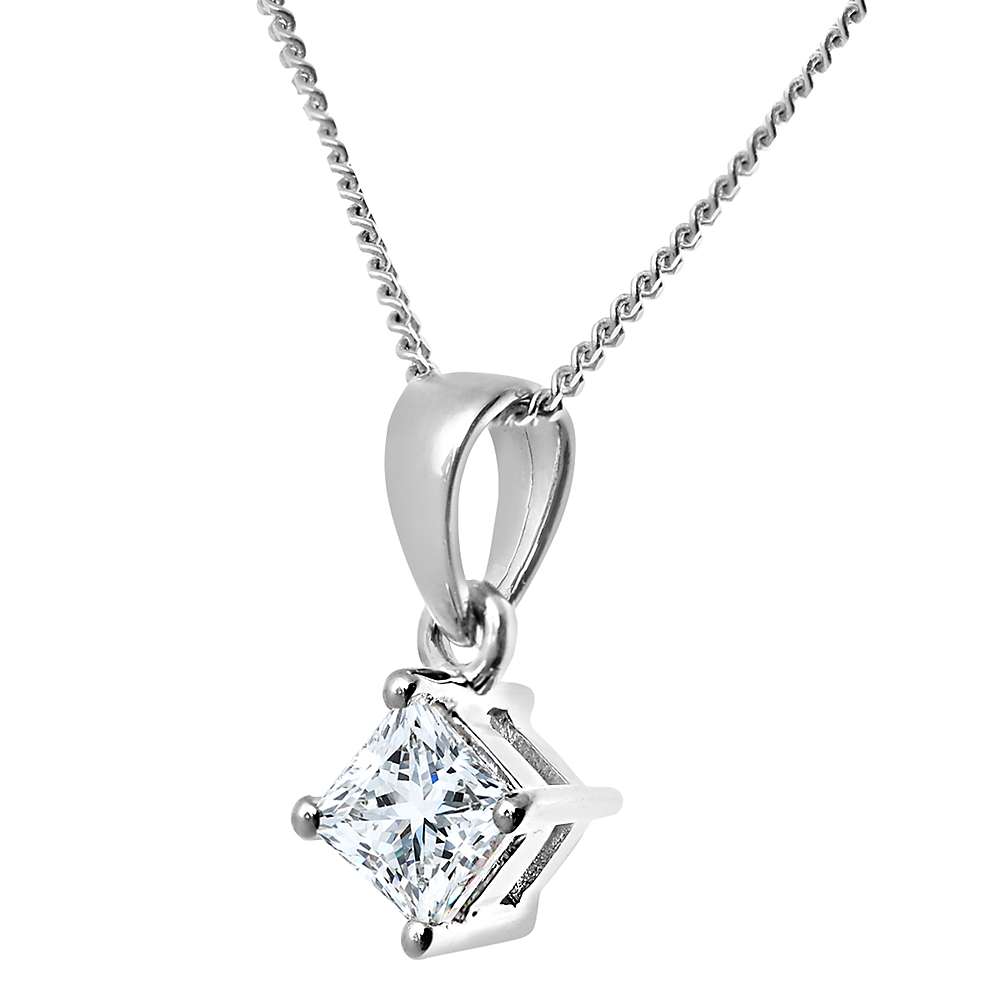Buy Mogul 18ct White Gold Princess Cut Diamond Solitaire Stud Earrings and Pendant Necklace Jewellery Set, 0.66ct Online at johnlewis.com