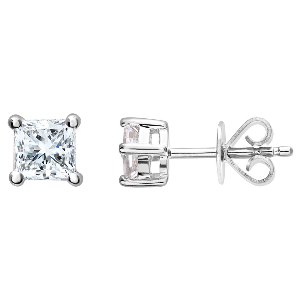 Buy Mogul 18ct White Gold Princess Cut Diamond Solitaire Stud Earrings and Pendant Necklace Jewellery Set, 1.00ct Online at johnlewis.com
