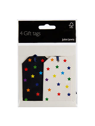 John Lewis & Partners Multi Star Gift Tags, Pack of 4