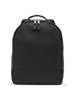Reiss Bilton Grained Leather Backpack, Black