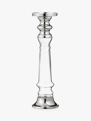 John Lewis & Partners Glass And Aluminium Pillar Candle Holder, 33cm