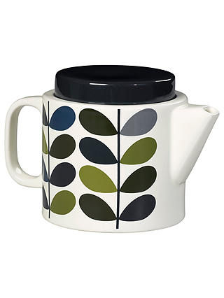 Orla Kiely Linear Stem Tea Pot, Khaki / Marine, 1L