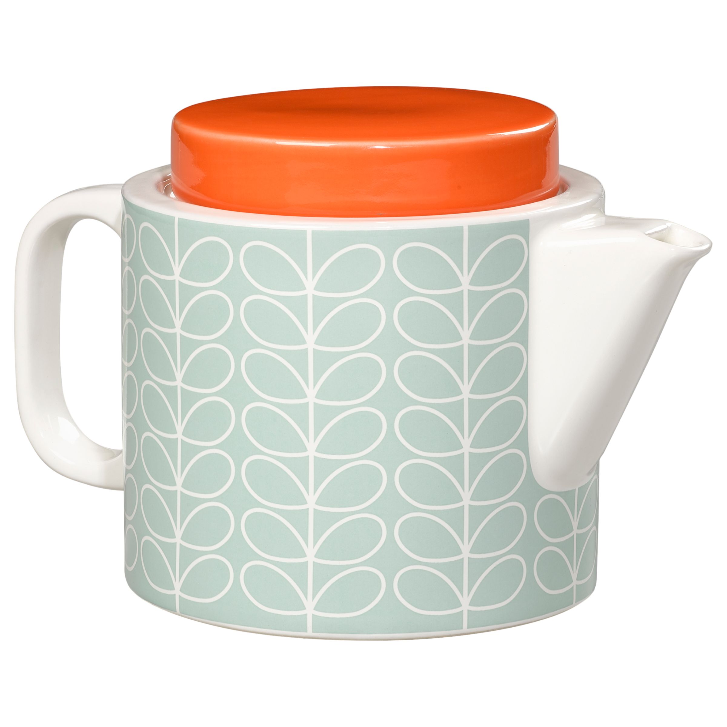 Teapots Orla Kiely Linear Leaf Stem Duck Egg Orange White