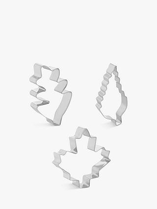 John Lewis & Partners Autumn Leaves Stainless Steel Cookie Cutters, Set of 3