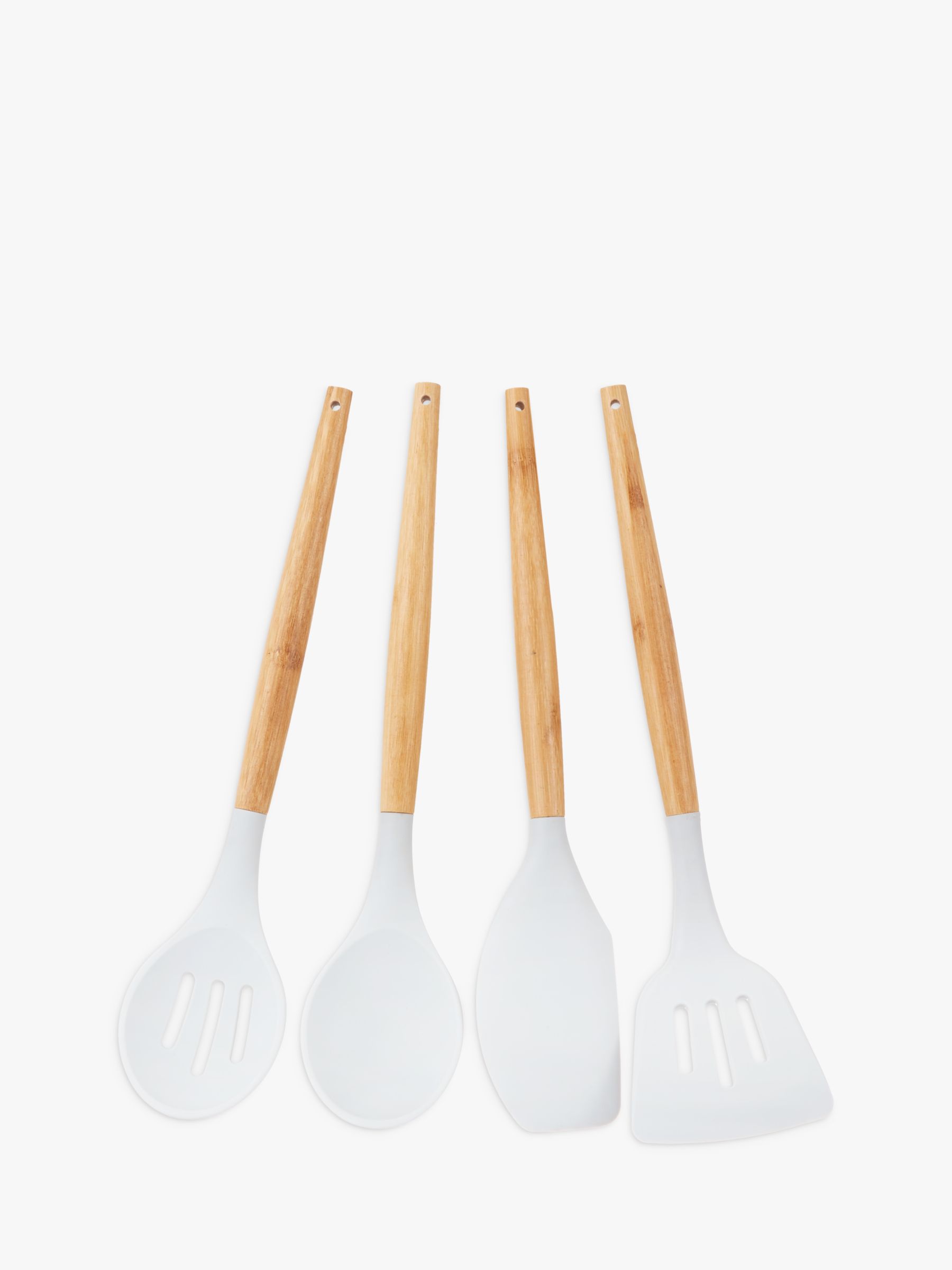 John Lewis & Partners Kitchen Utensils, Bamboo and Silicone, Set of 4