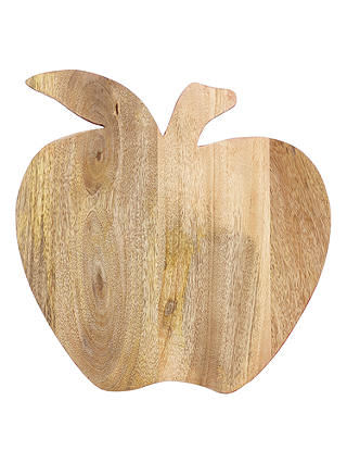 John Lewis & Partners Apple Shaped Mango Wood Chopping Board, Natural/Red