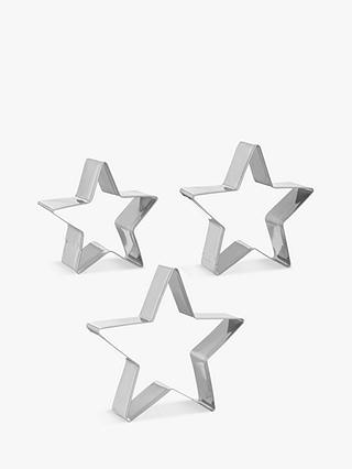 John Lewis & Partners Stainless Steel Star Cookie Cutters, Set of 3