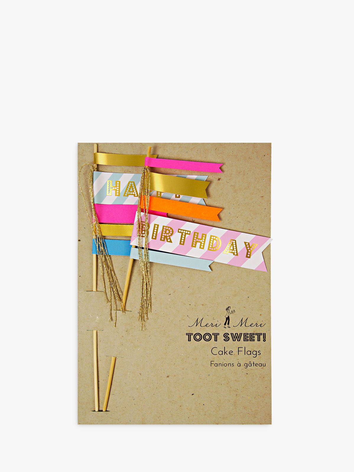 Meri Meri Toot Sweet Happy Birthday Flag Cake  Toppers  Set 