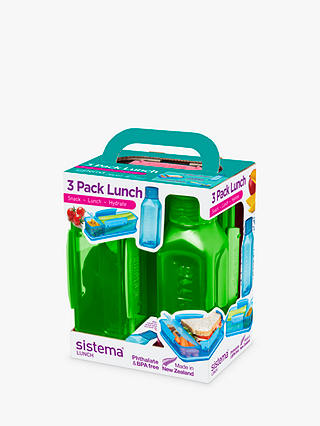 Sistema Lunch Box and Water Bottle Set, 3 Pieces, Assorted