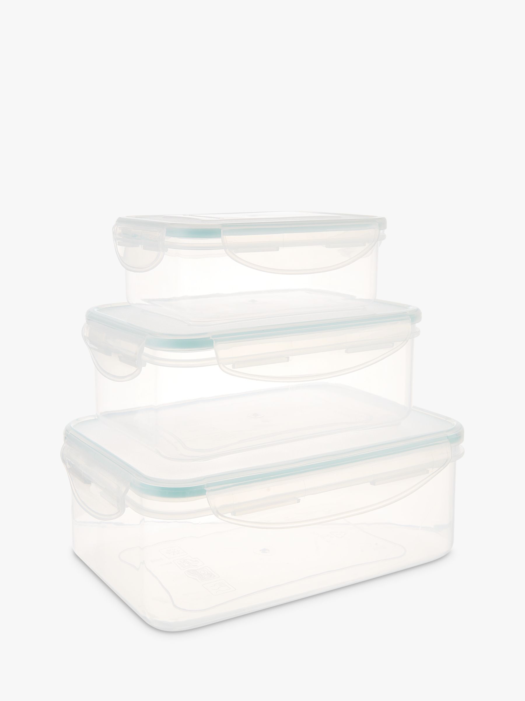 John Lewis & Partners Polypropylene Nested Storage Containers, Set of 3, Clear
