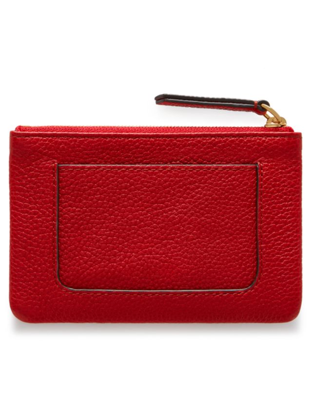 Mulberry Small Classic Grain Leather Zip Coin Pouch, Scarlet