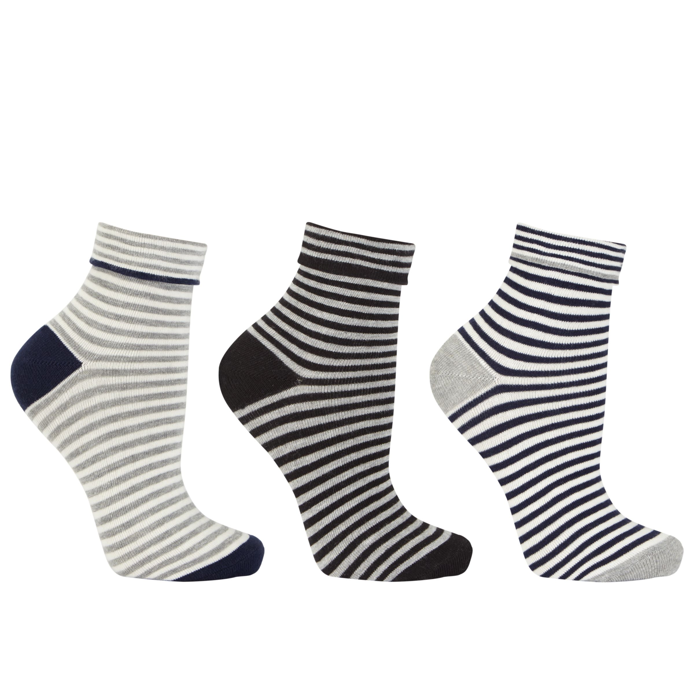 John Lewis & Partners Turn Over Stripe Ankle Socks, Multi at John Lewis ...