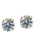 CARAT* London 9ct Gold Round Stud Earrings, Gold/Clear