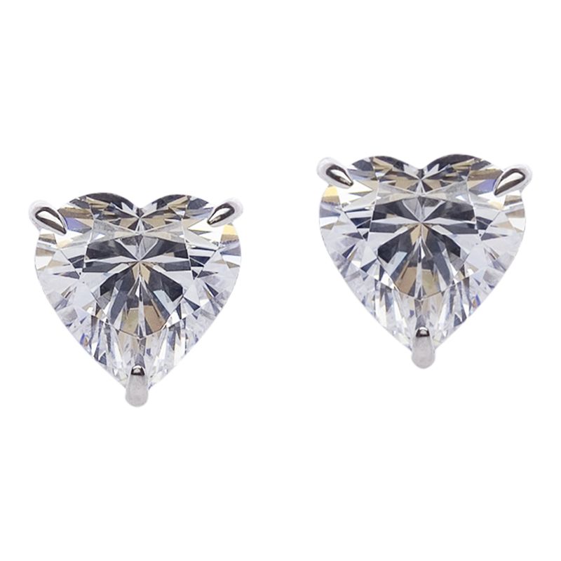 CARAT* London 9ct White Gold Heart Stud Earrings, Clear at John Lewis ...