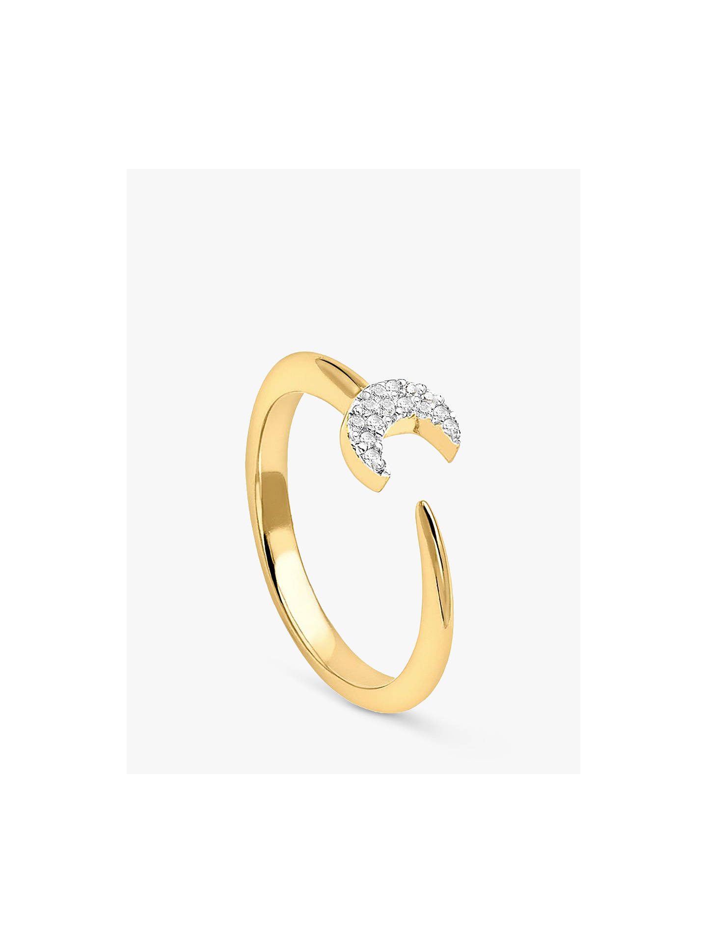 Missoma 18ct Gold Vermeil Eclipse Pave Moon Ring, Gold at John Lewis ...