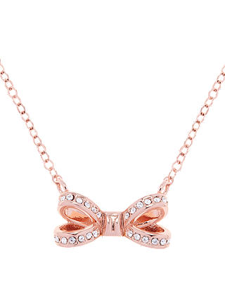 Ted Baker Olira Swarovski Crystal Bow Pendant Necklace, Rose Gold